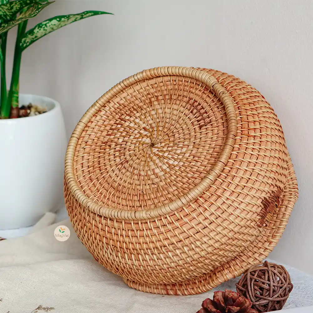 Decorative Rattan Wicker Round Basket