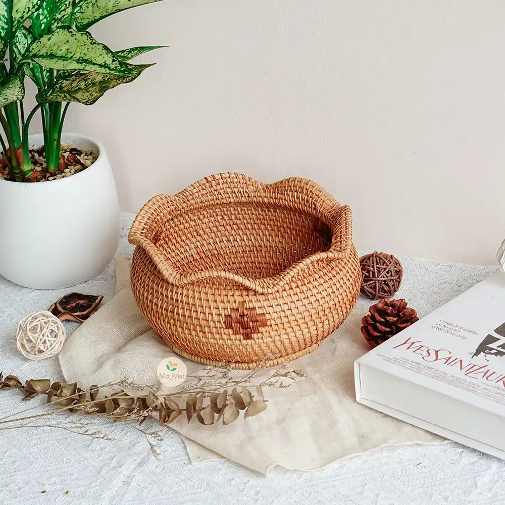 Decorative Rattan Wicker Round Basket