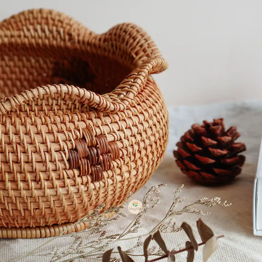 Decorative Rattan Wicker Round Basket