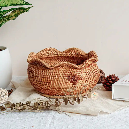 Decorative Rattan Wicker Round Basket