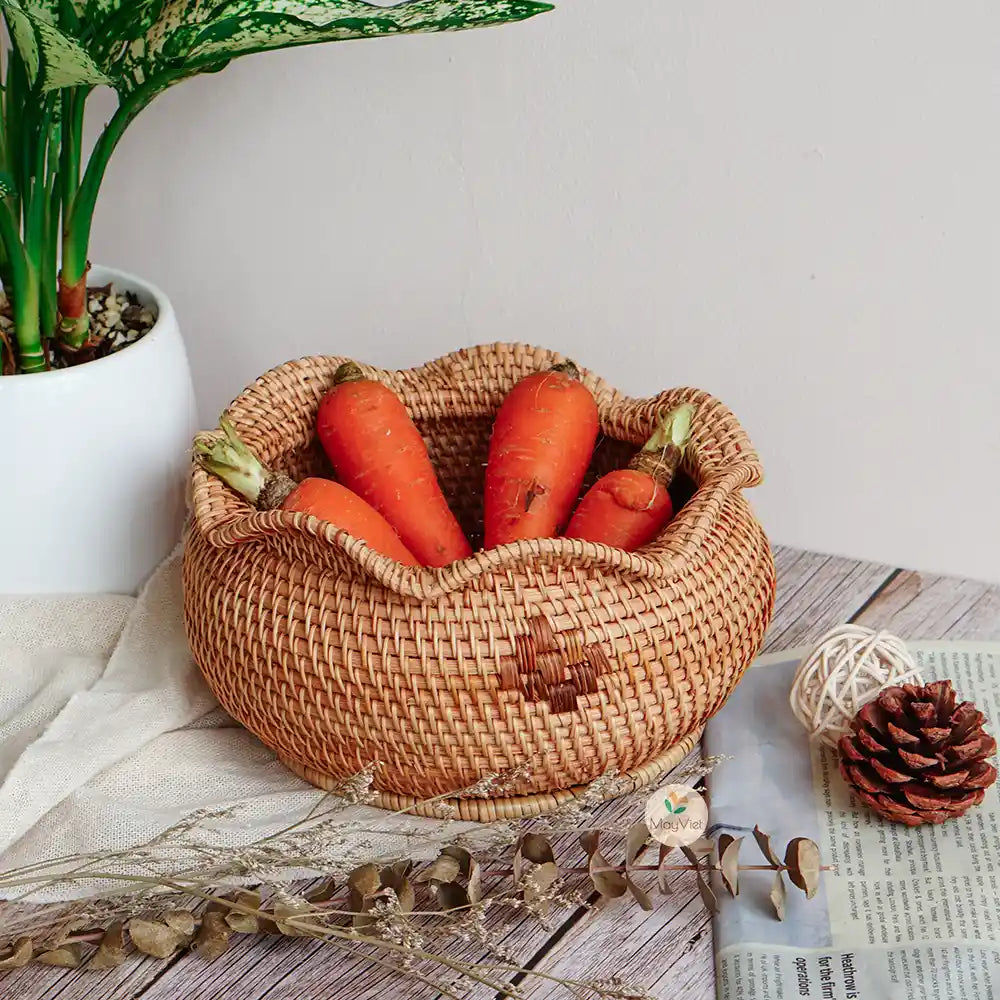 Decorative Rattan Wicker Round Basket