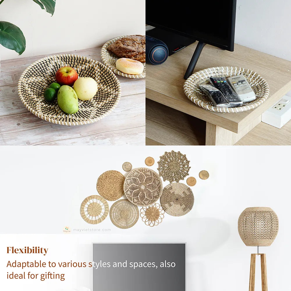 Set of 11 Rattan Basket Wall Decor