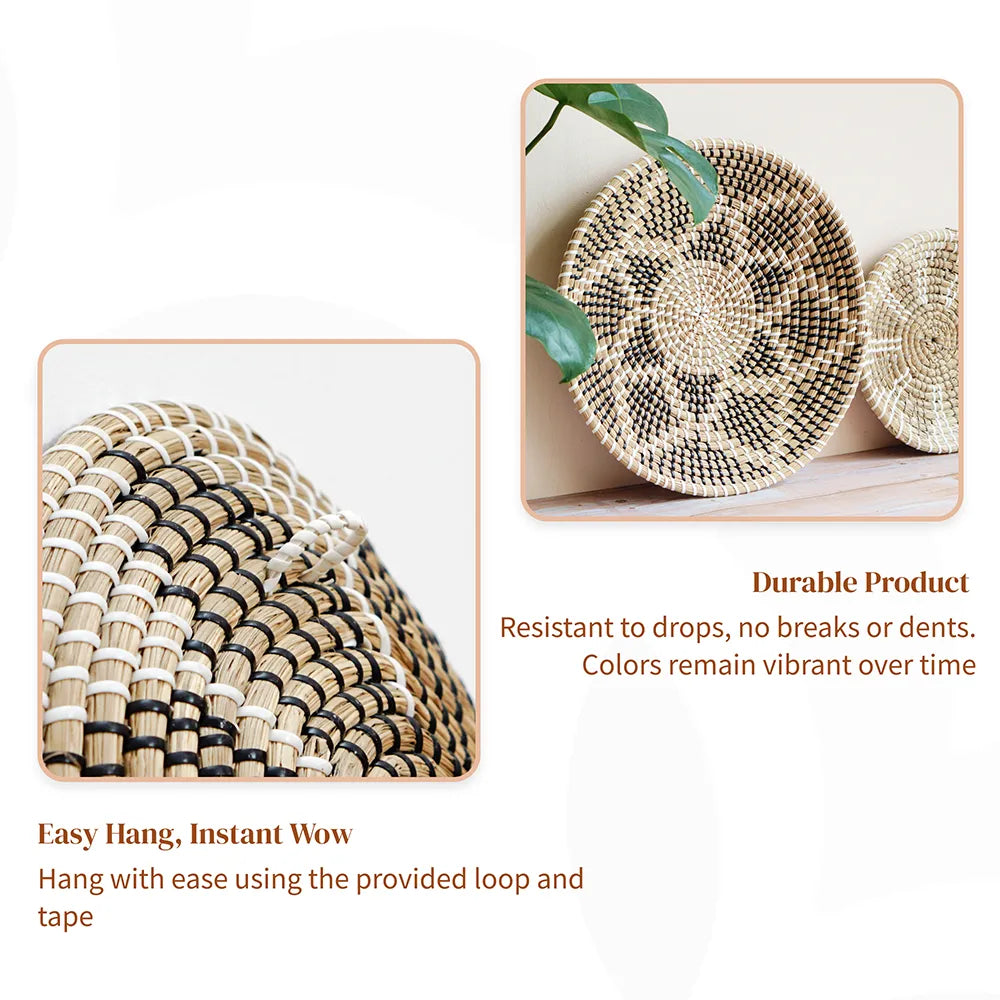 Set of 11 Rattan Basket Wall Decor