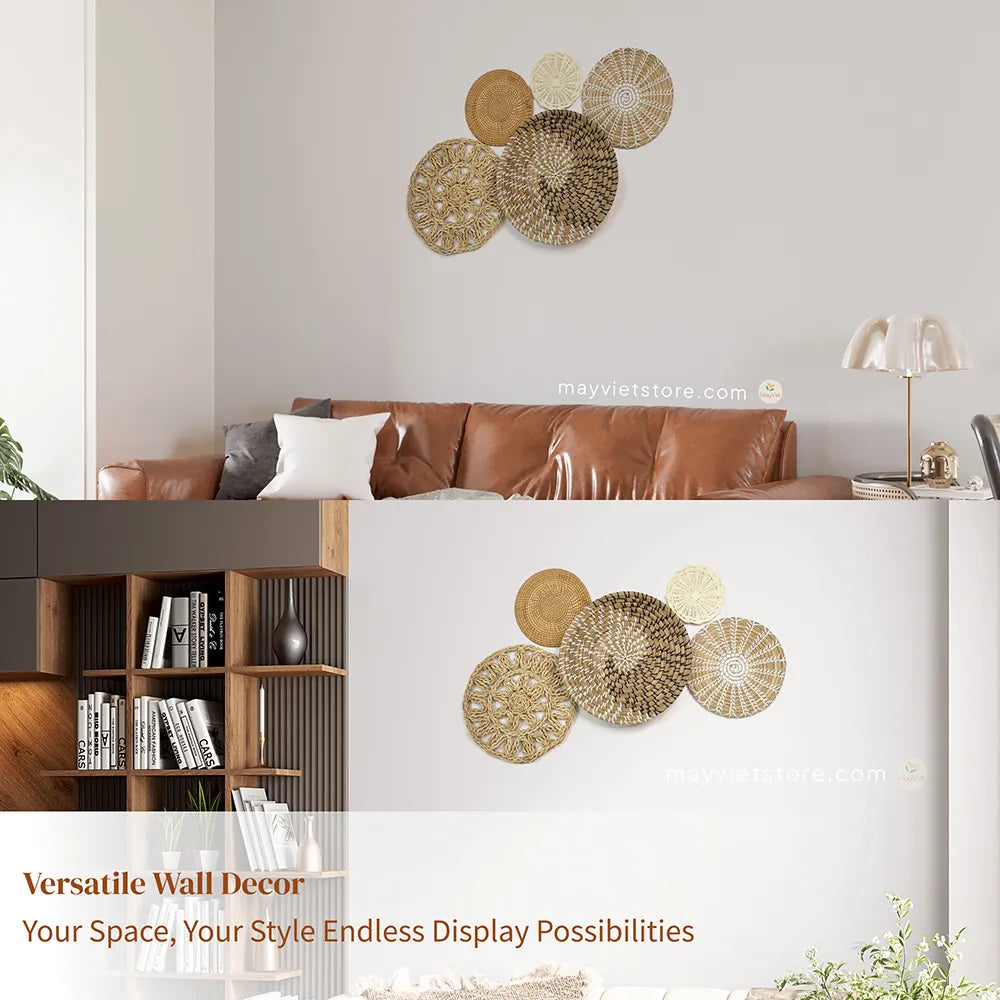 This set of 5 handwoven rattan baskets is a beautiful and versatile way to add a touch of natural style to your home. The baskets can be used to store a variety of items, such as plants, flowers, fruits, and vegetables. They can also be used as hanging decor, adding a rustic touch to any room. The baskets are made from sustainable rattan and are handwoven by Vietnamese artisans. They are available in a variety of sizes and colors, so you can find the perfect set to match your décor.