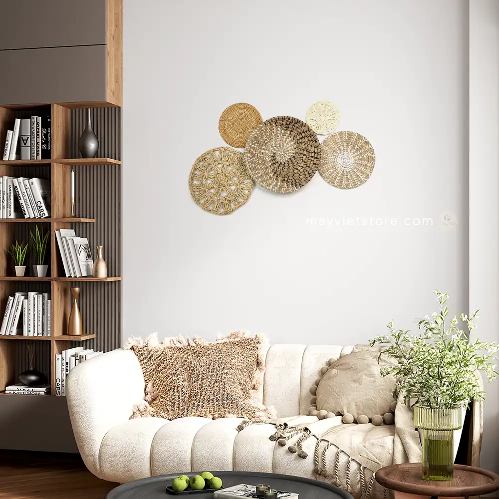 This set of 5 handwoven rattan baskets is a beautiful and versatile way to add a touch of natural style to your home. The baskets can be used to store a variety of items, such as plants, flowers, fruits, and vegetables. They can also be used as hanging decor, adding a rustic touch to any room. The baskets are made from sustainable rattan and are handwoven by Vietnamese artisans. They are available in a variety of sizes and colors, so you can find the perfect set to match your décor.