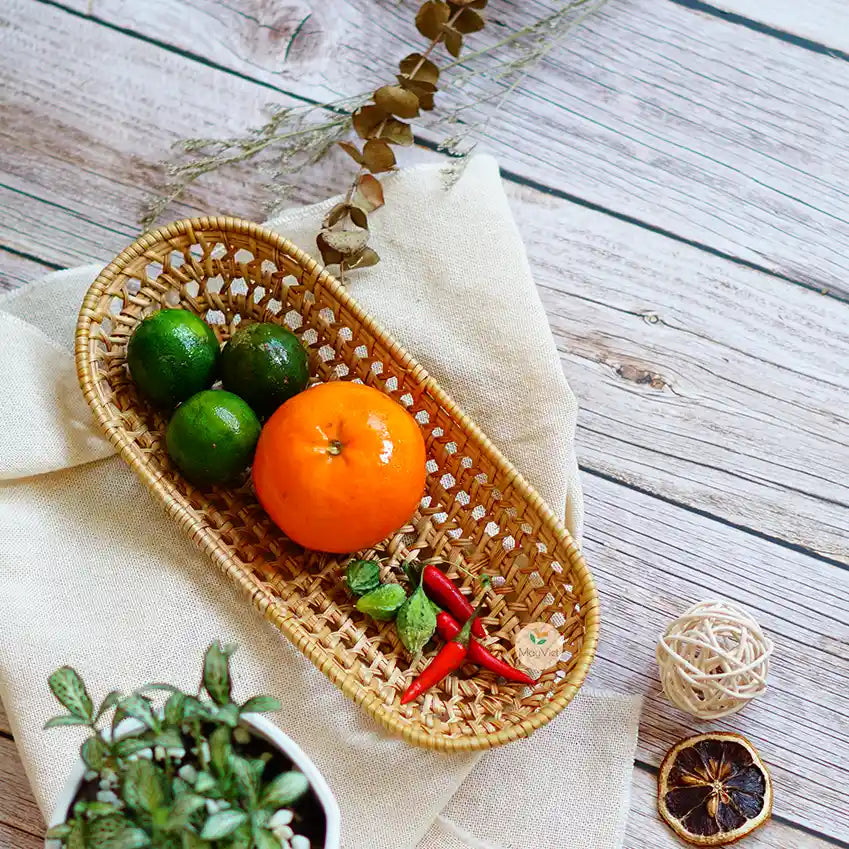 Rattan Oval Wicker Basket Tray
