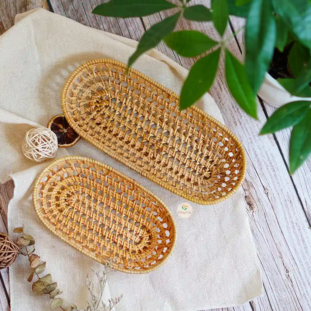 Rattan Oval Wicker Basket Tray