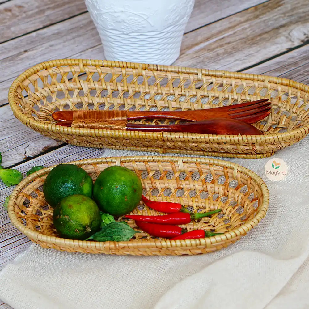 Rattan Oval Wicker Basket Tray
