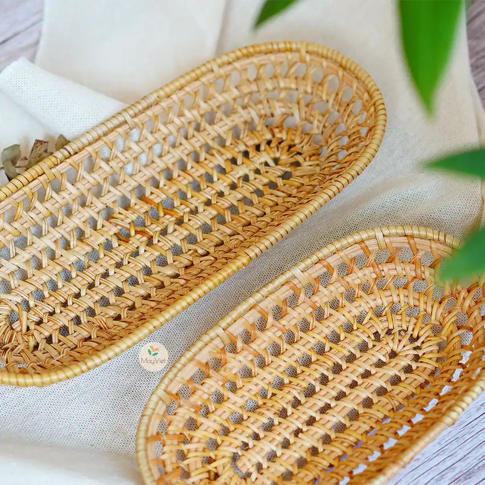 Rattan Oval Wicker Basket Tray