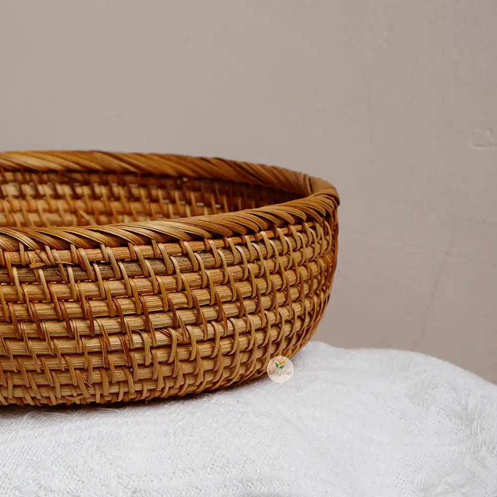 Set of 3 Rattan Round Basket Bowl