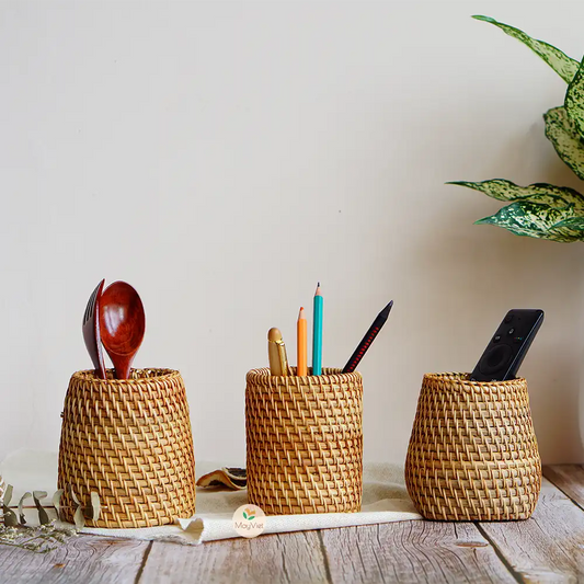 Rattan Wicker Pen Holders