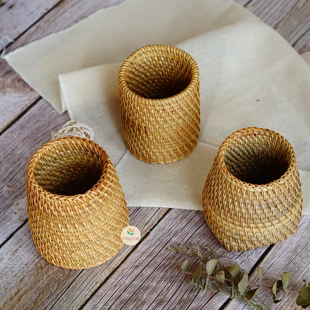 Rattan Wicker Pen Holders