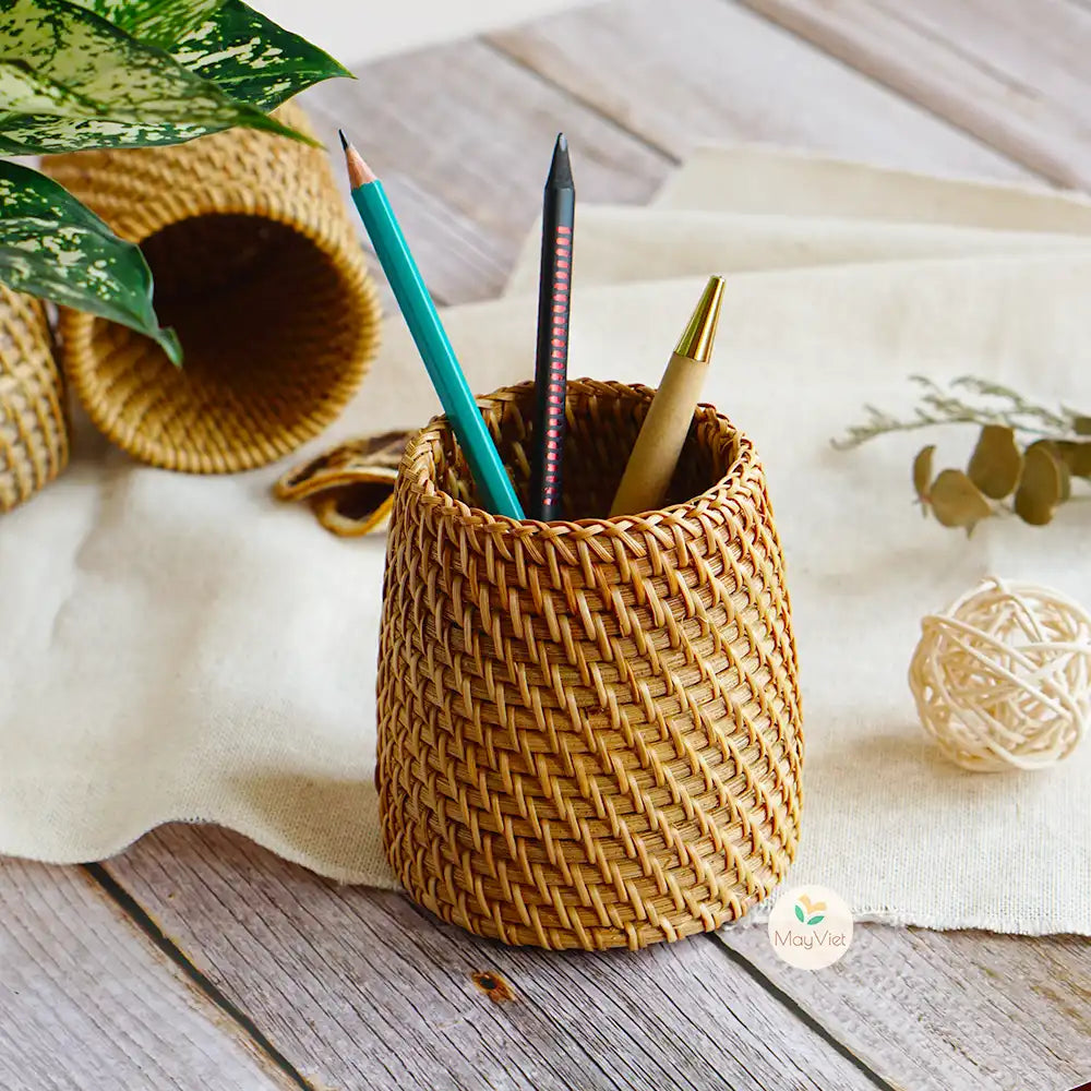 Rattan Wicker Pen Holders