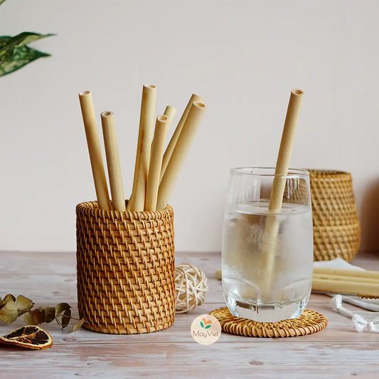 Reusable Bamboo Drinking Straw, Pack of 3 Including Storage Bag, and Coire Fibre Brush Big Size