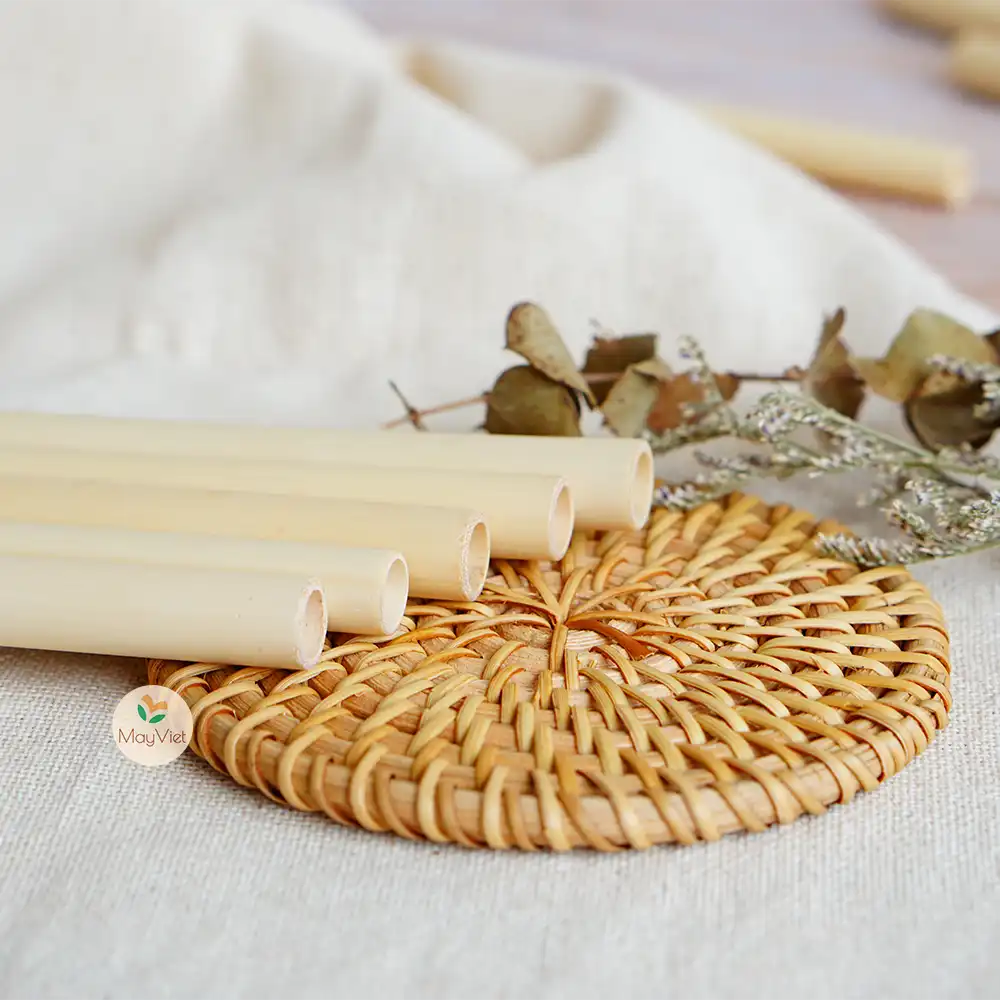 Reusable Bamboo Drinking Straw, Pack of 3 Including Storage Bag, and Coire Fibre Brush Big Size