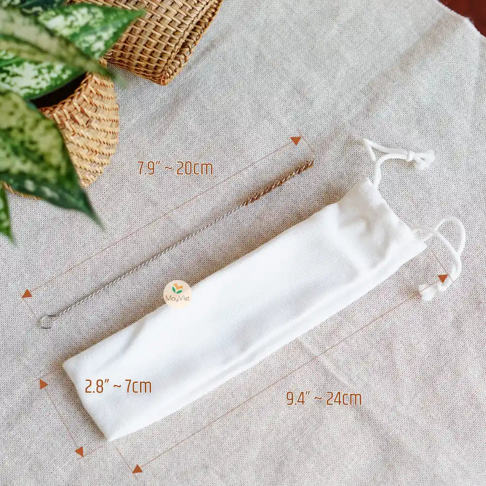 Reusable Bamboo Drinking Straw, Pack of 3 Including Storage Bag, and Coire Fibre Brush Big Size