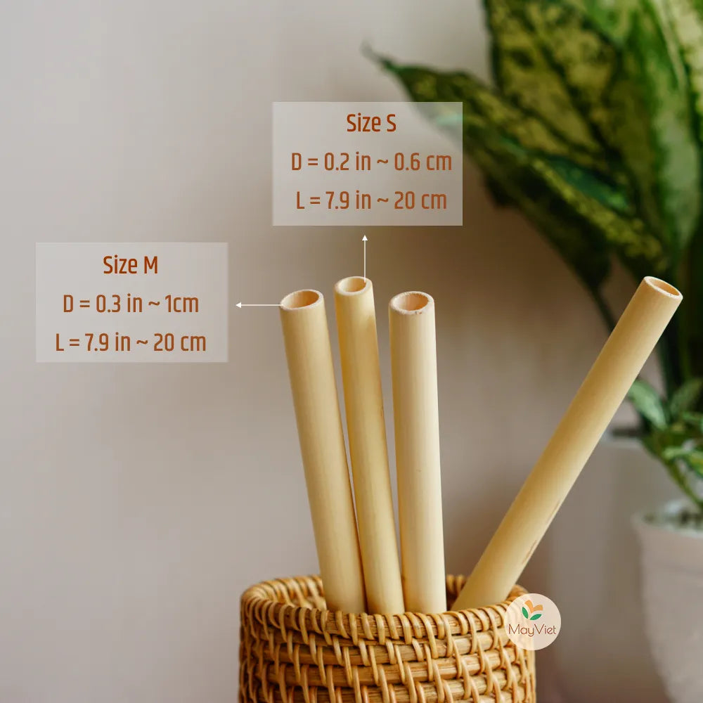 Reusable Bamboo Drinking Straw, Pack of 3 Including Storage Bag, and Coire Fibre Brush Big Size