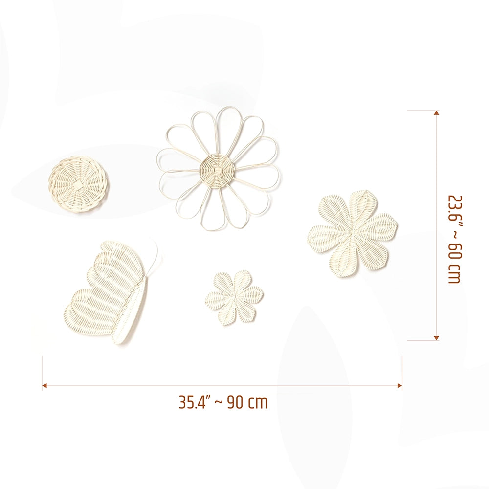 Set of 5 Nursery Rattan Wicker Wall Art Decor, ND-00053