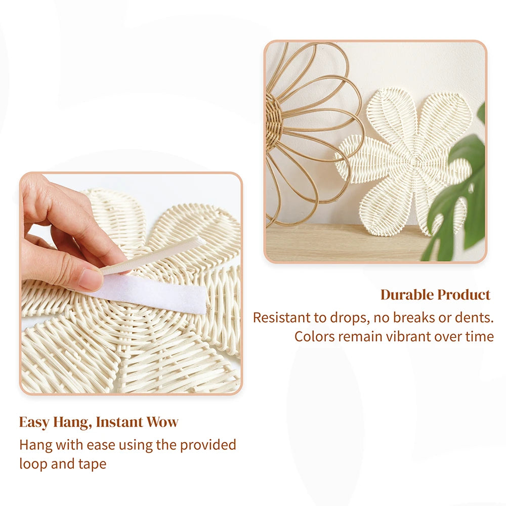 Set of 5 Nursery Rattan Wicker Wall Art Decor, ND-00053