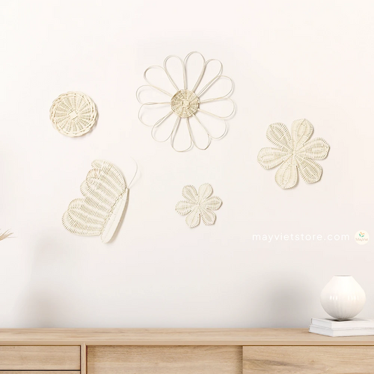 Set of 5 Nursery Rattan Wicker Wall Art Decor, ND-00053