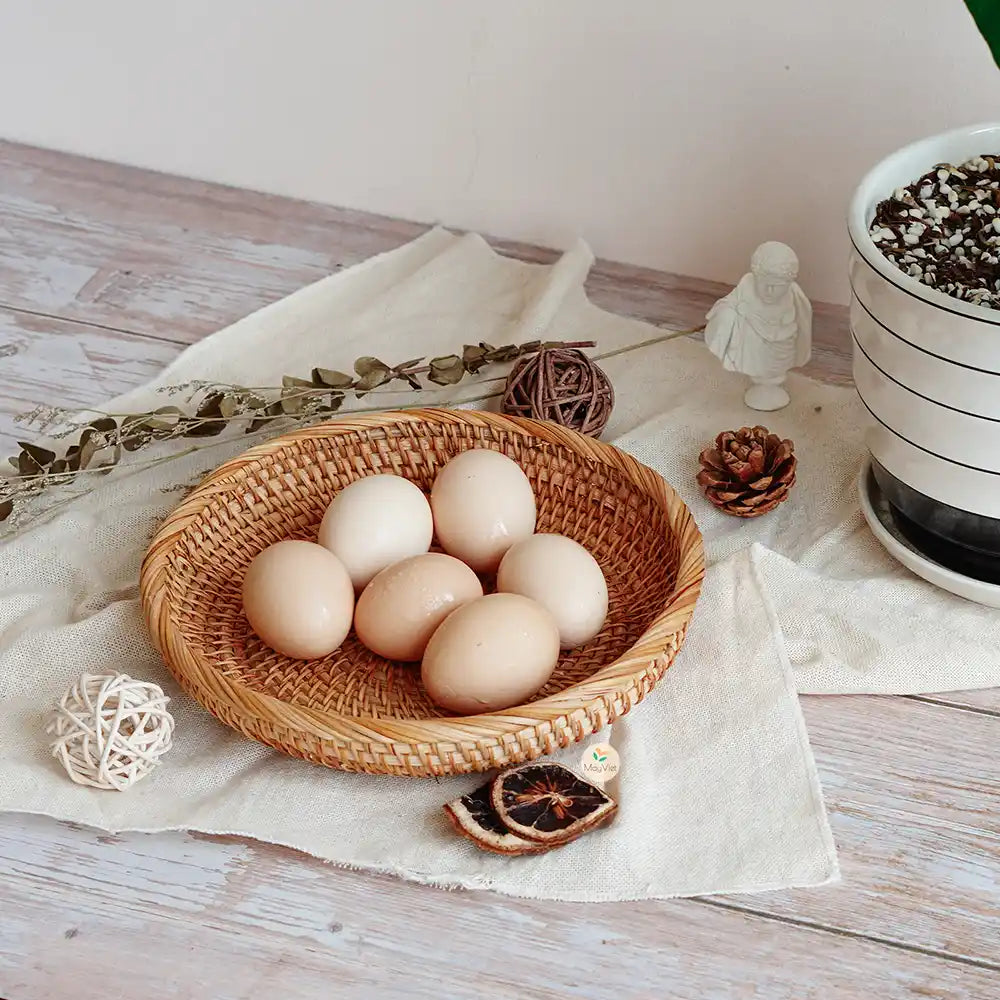 Stackable Ottoman Round Rattan Basket Tray