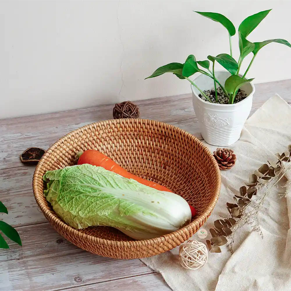Stackable Rattan Wicker Round Basket Bowl
