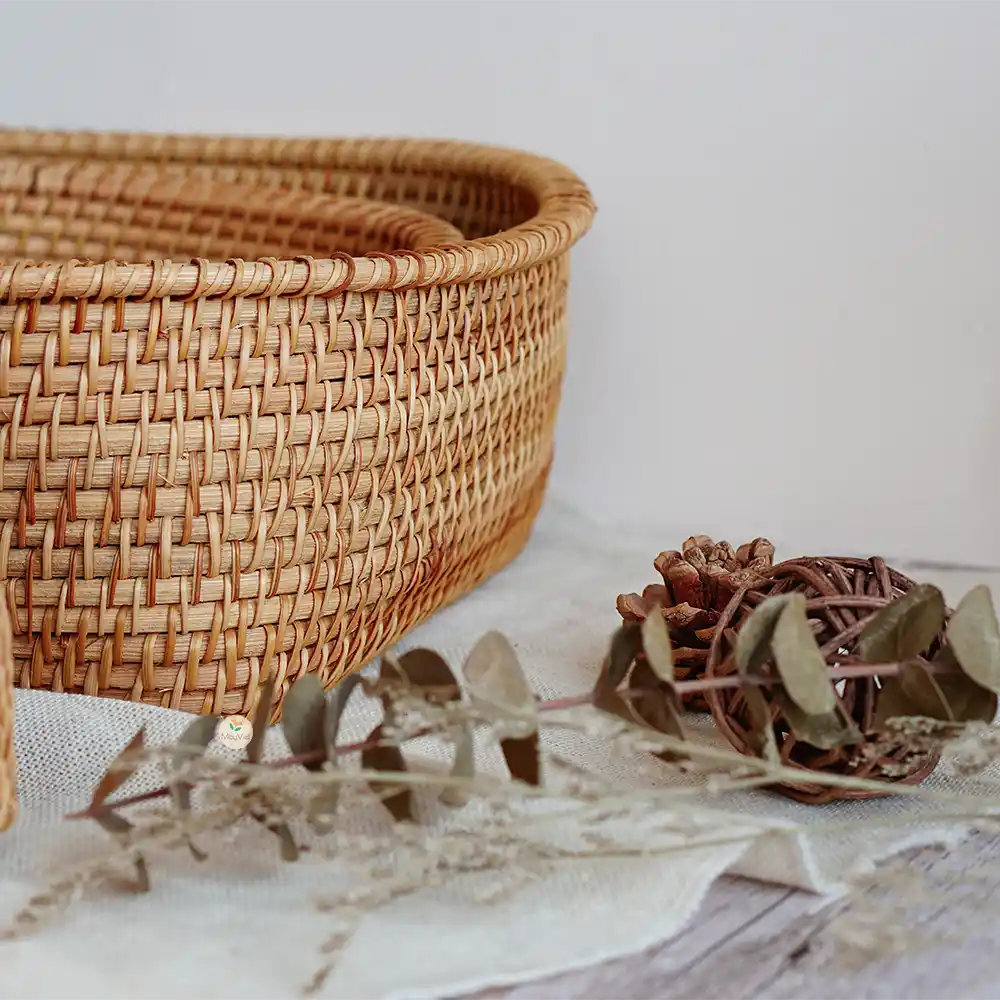 Stackable Rattan Wicker Round Basket Bowl