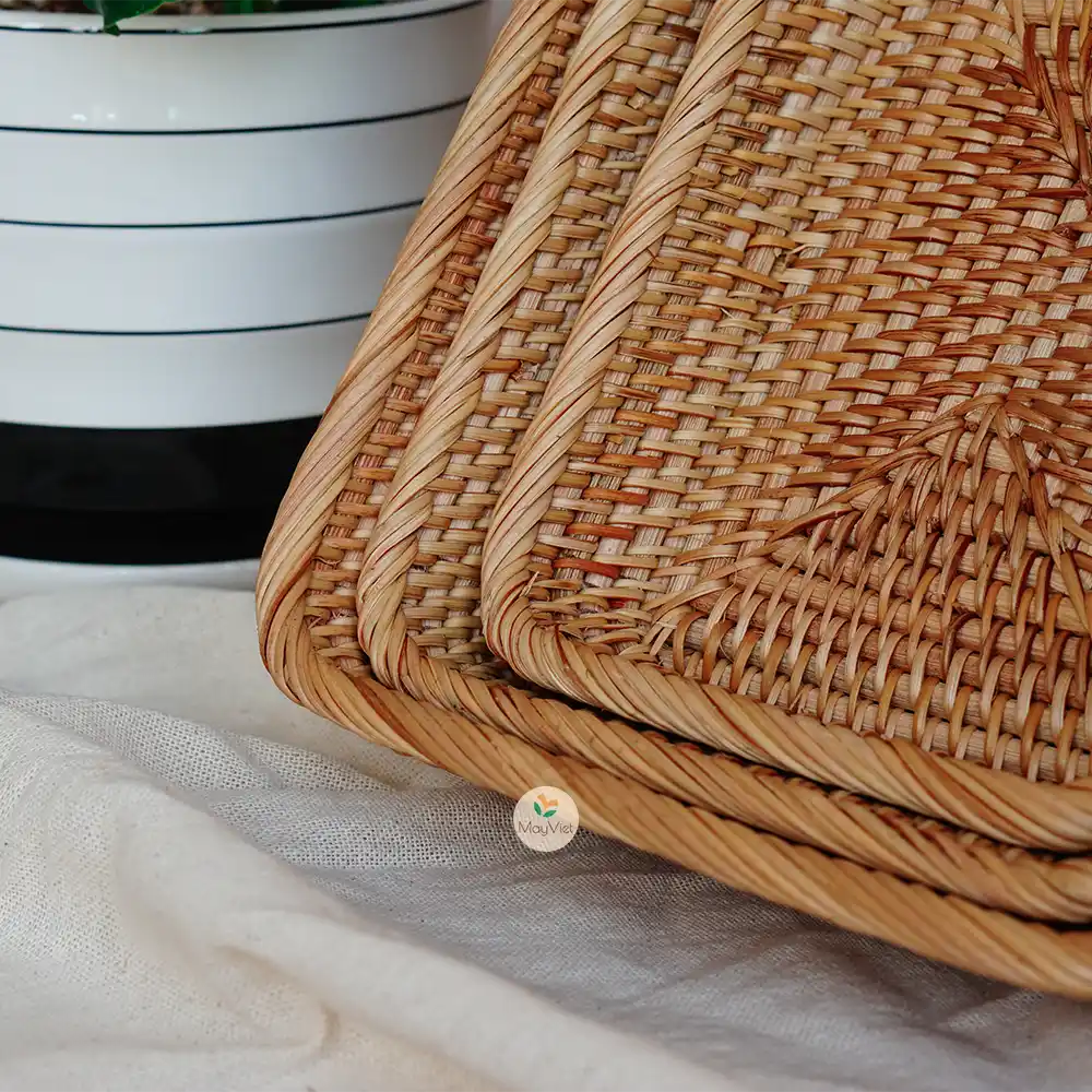 Rattan Stackable Rectangle Square Wicker Storage Basket
