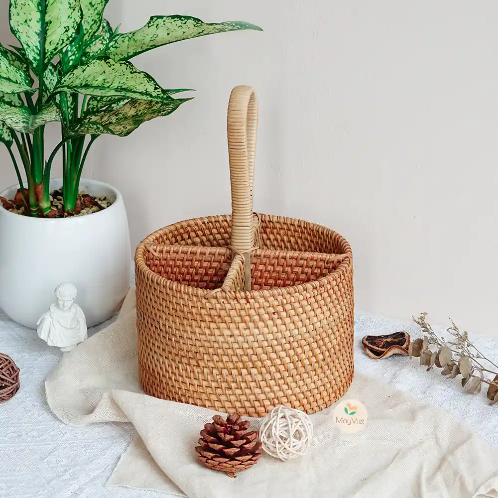 Rattan Wicker Round Multi-Function Holder