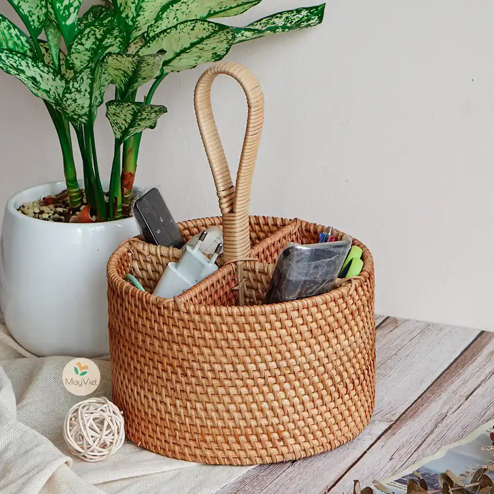 Rattan Wicker Round Multi-Function Holder