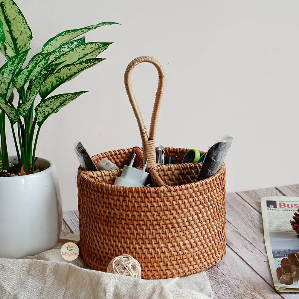 Rattan Wicker Round Multi-Function Holder