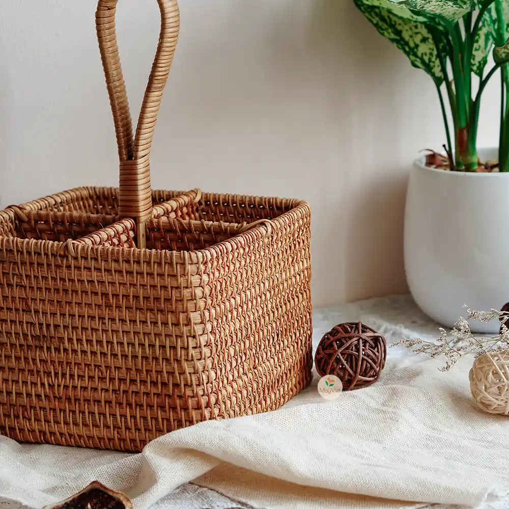 Rattan Square Wicker Round Multi-Function Holder