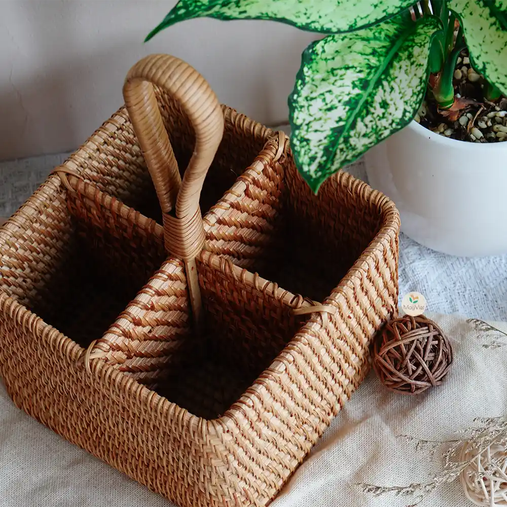 Rattan Square Wicker Round Multi-Function Holder