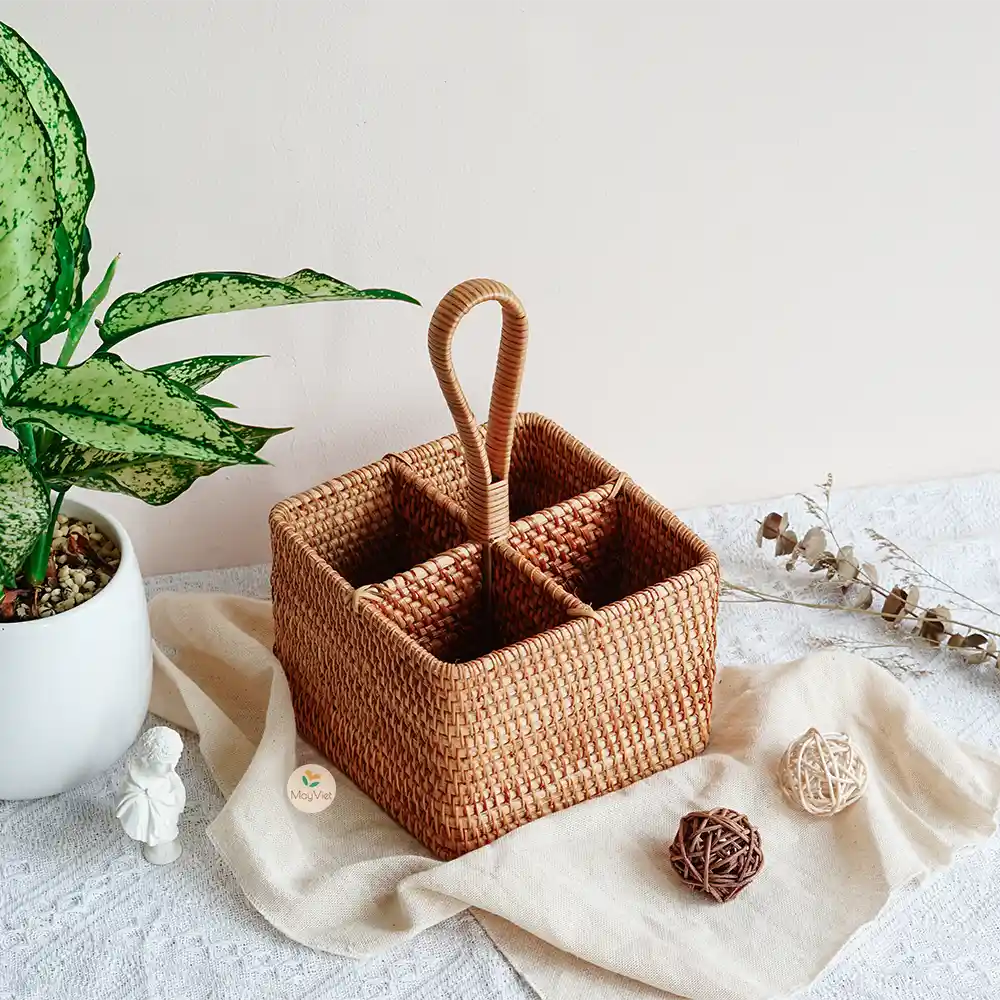 Rattan Square Wicker Round Multi-Function Holder