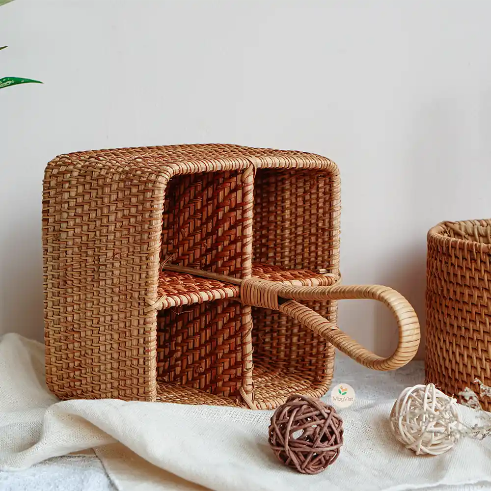 Rattan Square Wicker Round Multi-Function Holder