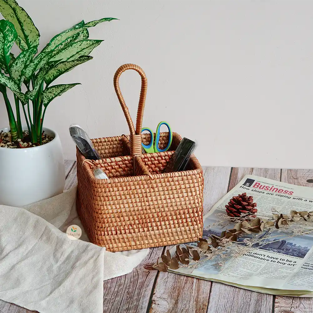 Rattan Square Wicker Round Multi-Function Holder