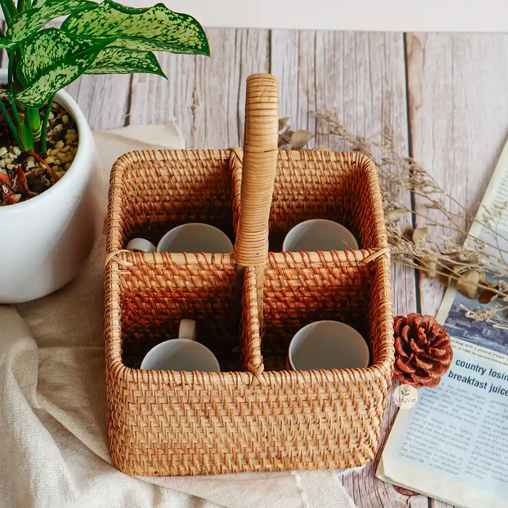 Rattan Square Wicker Round Multi-Function Holder
