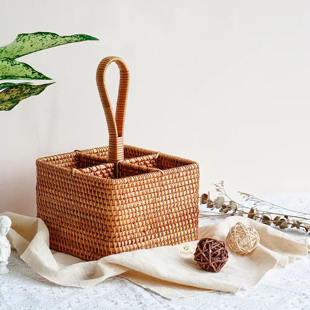 Rattan Square Wicker Round Multi-Function Holder