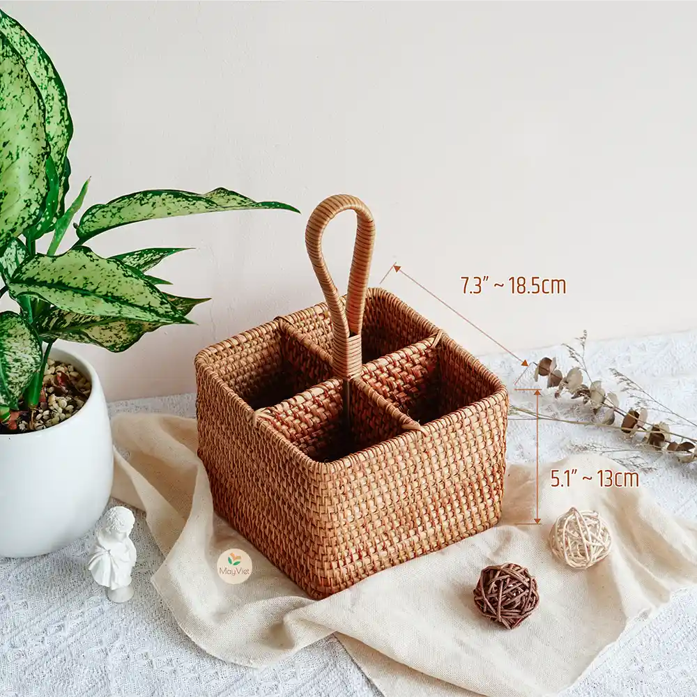 Rattan Square Wicker Round Multi-Function Holder