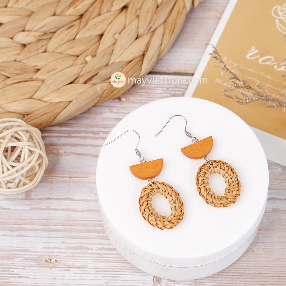Rattan Wicker Earrings Elip_ ER-11
