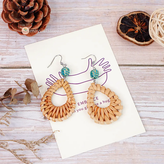 Rattan Wicker Earrings Teardrop_ER-05