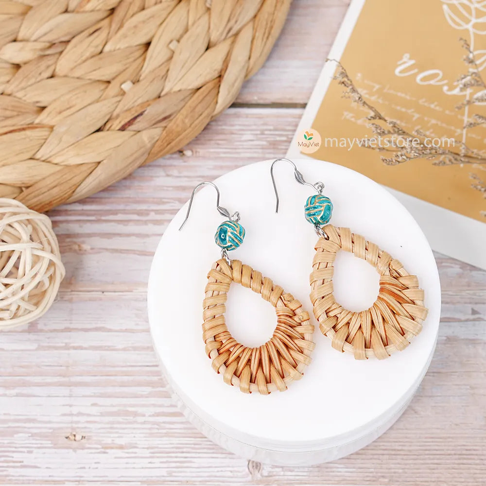 Rattan Wicker Earrings Teardrop_ER-05