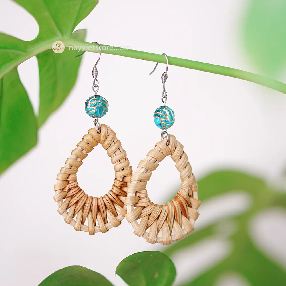 Rattan Wicker Earrings Teardrop_ER-05
