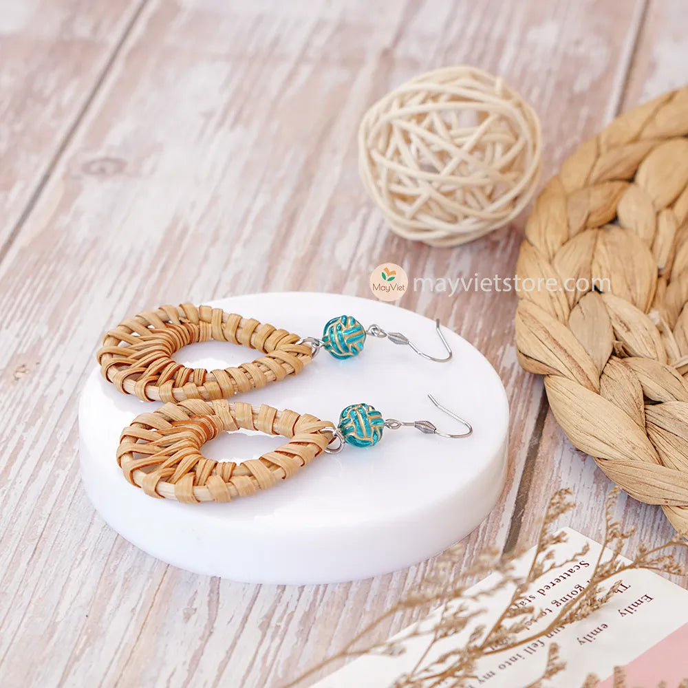 Rattan Wicker Earrings Teardrop_ER-05