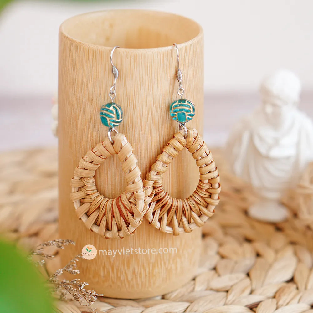 Rattan Wicker Earrings Teardrop_ER-05