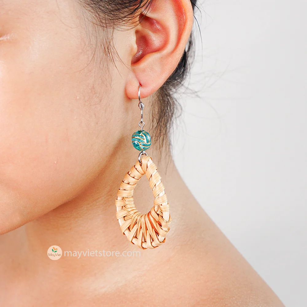 Rattan Wicker Earrings Teardrop_ER-05