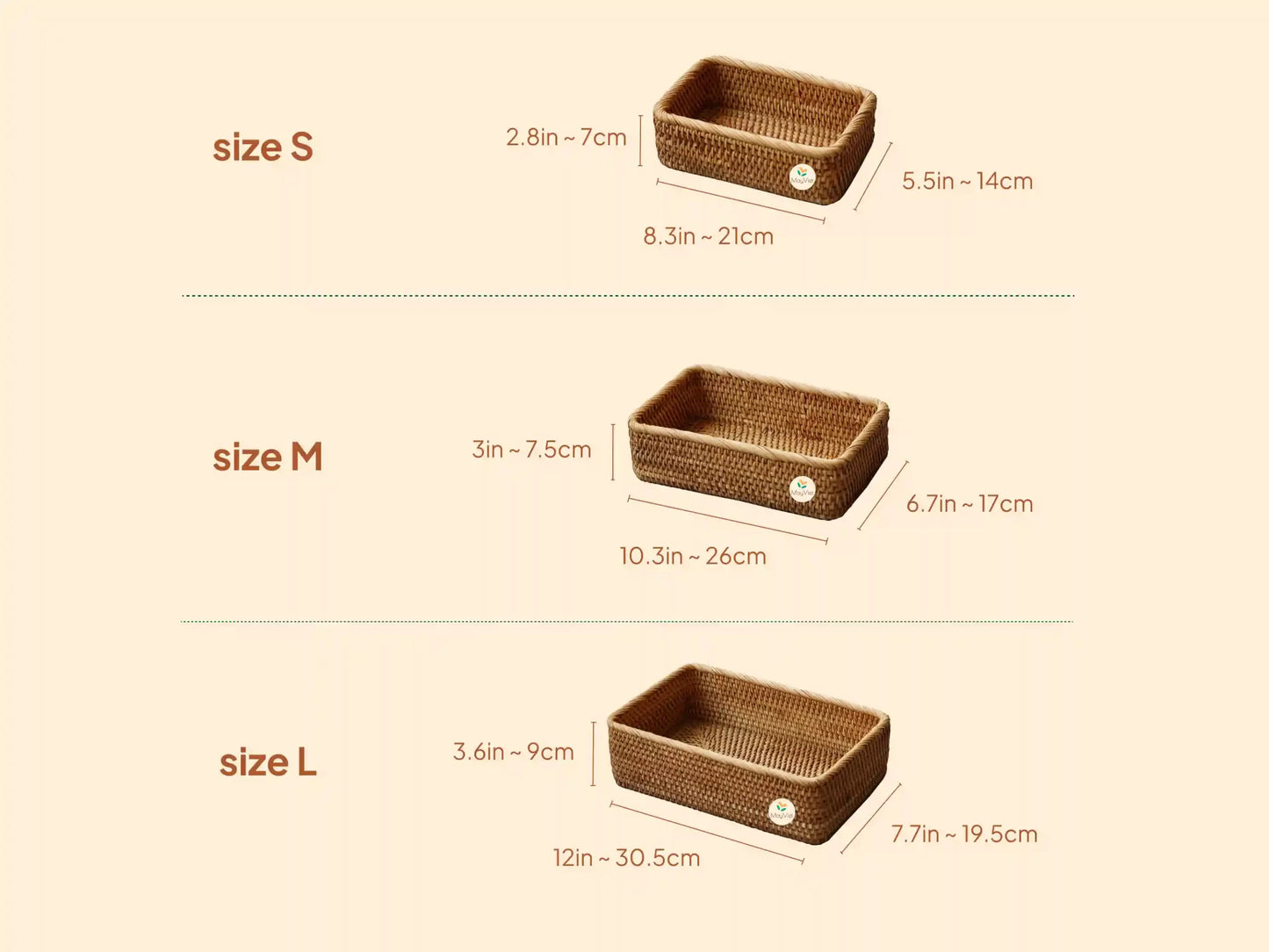 Rattan Rectangular Wicker Baskets