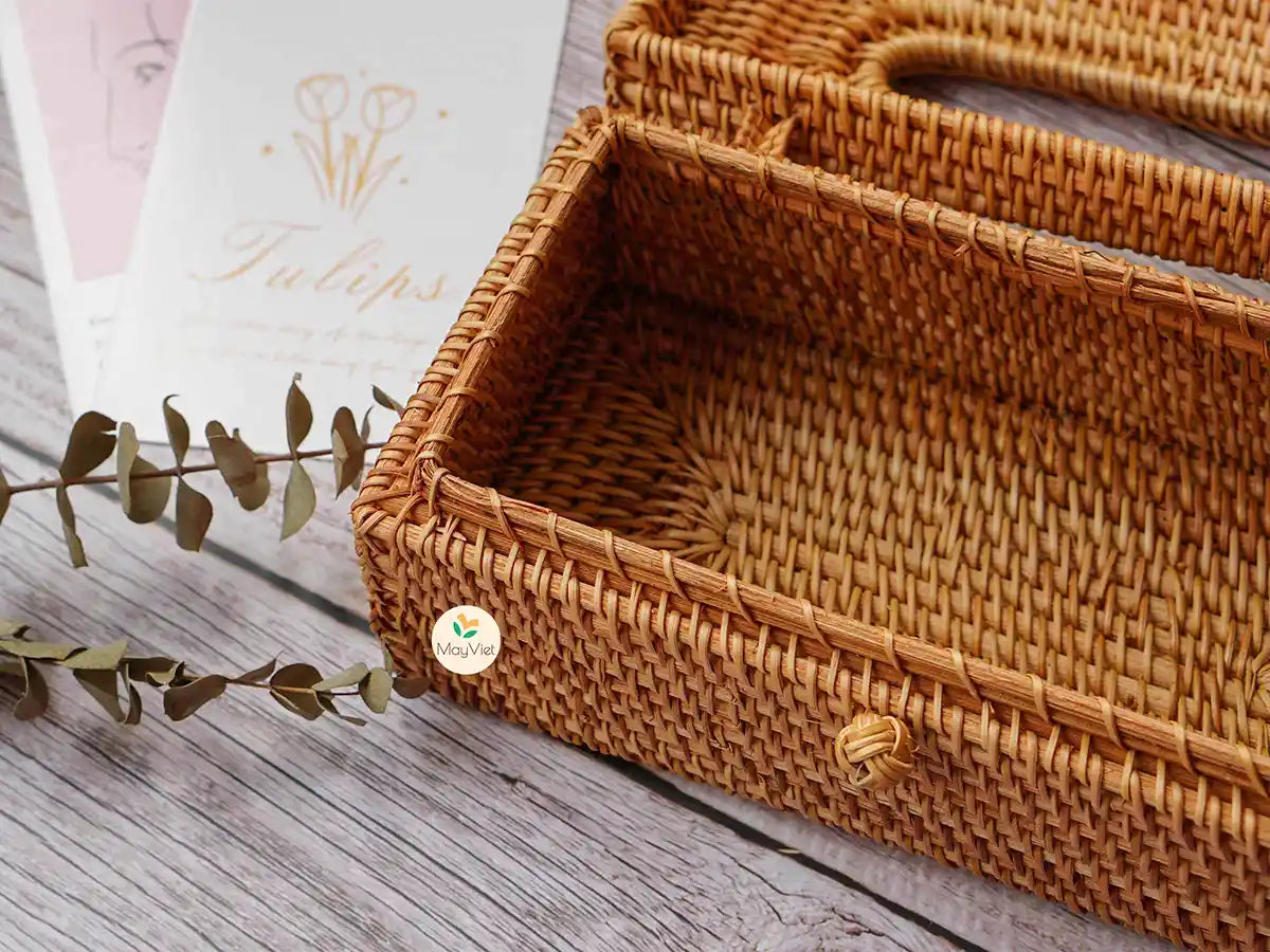 Rattan Rectangular Wicker Tissue Box Cover