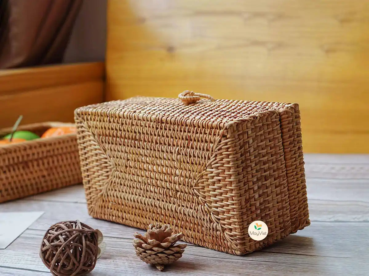 Rattan Rectangular Wicker Tissue Box Cover
