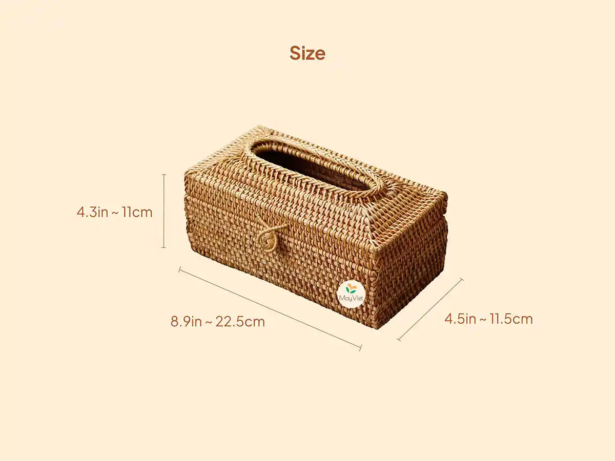 Rattan Rectangular Wicker Tissue Box Cover